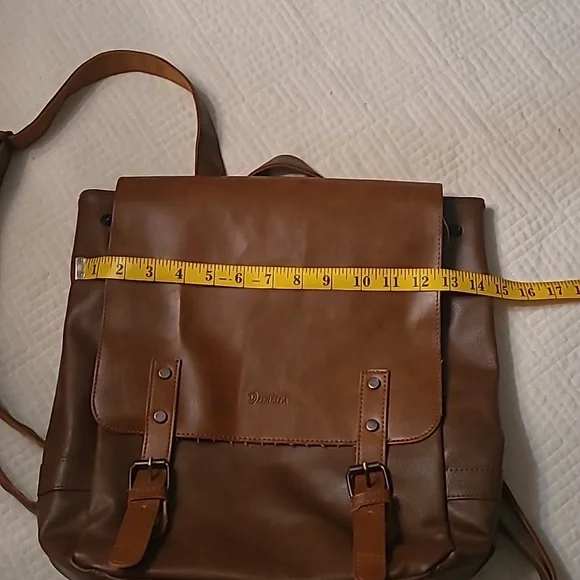 Zebella Genuine Leather Backpack – Tan Brown, Buckle Flap Style - Picture 3 of 9